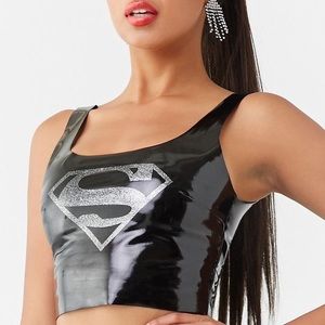 DC Comics Superman Faux Patent Leather Crop Top